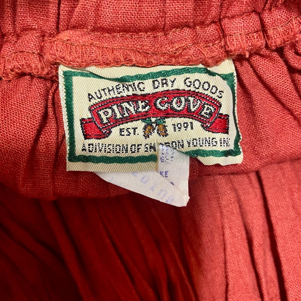 Vintage 90s Pine Cove Linen Blend Crinkle Broomstick Maxi Skirt Boho Cottage - Picture 5 of 6